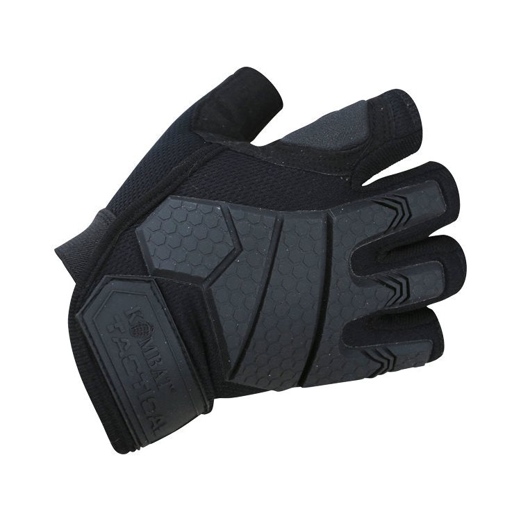 Guantes sin dedos ALPHA TACTICAL negros, palma reforzada y protección de goma en nudillos