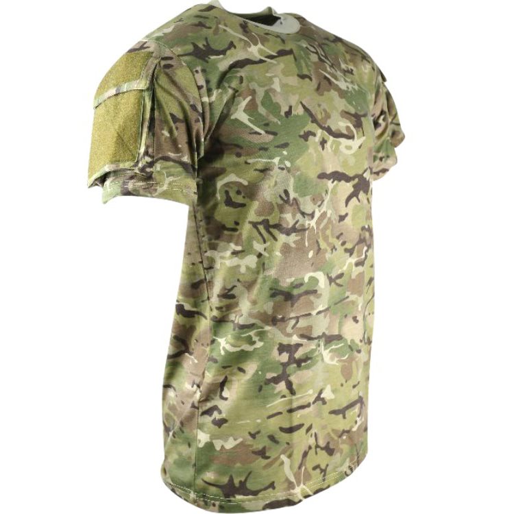 Camiseta TACTICAL VELCRO verde con bolsillos en mangas - KO-1923