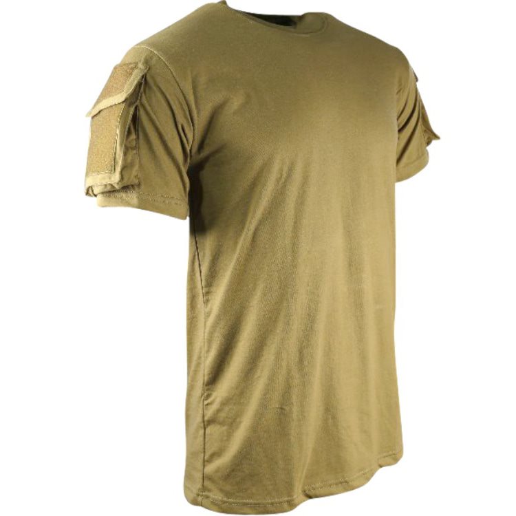 Camiseta TACTICAL VELCRO verde con bolsillos en mangas - KO-1923