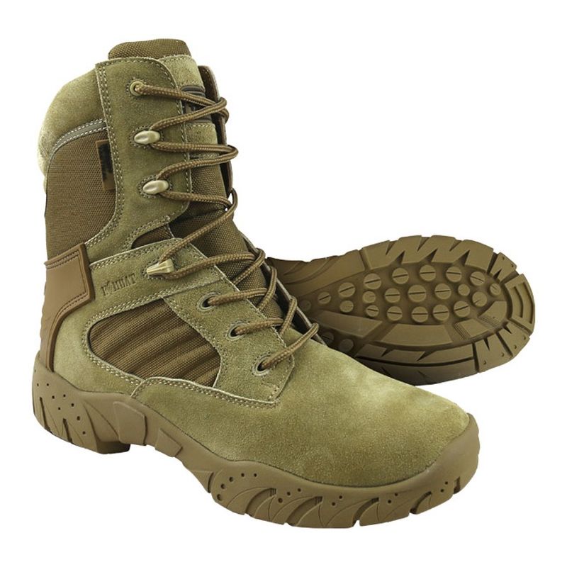 Botas tácticas PRO 50/50 COYOTE en color desértico, nylon y ante 1150D, tallas UK