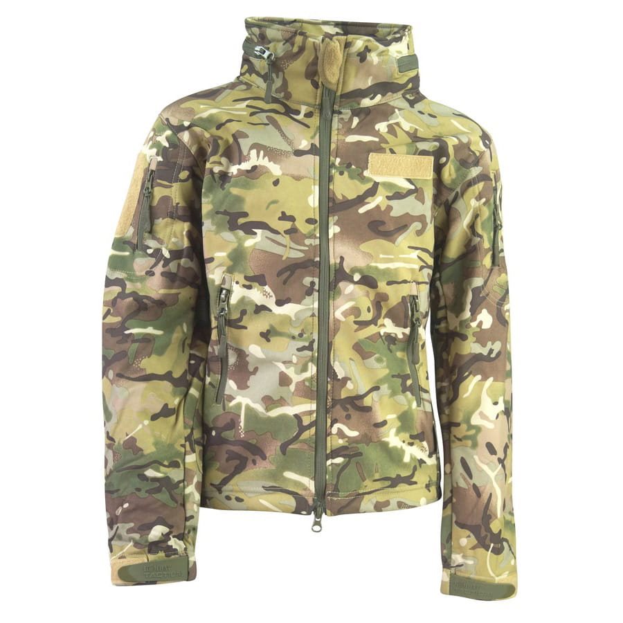Chaqueta infantil softshell PATRIOT en camuflaje BTP, impermeable y cortaviento