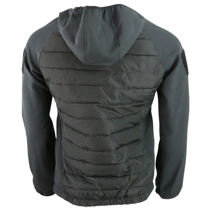 Chaqueta táctica VENOM softshell negra con capucha y bolsillos con cremallera