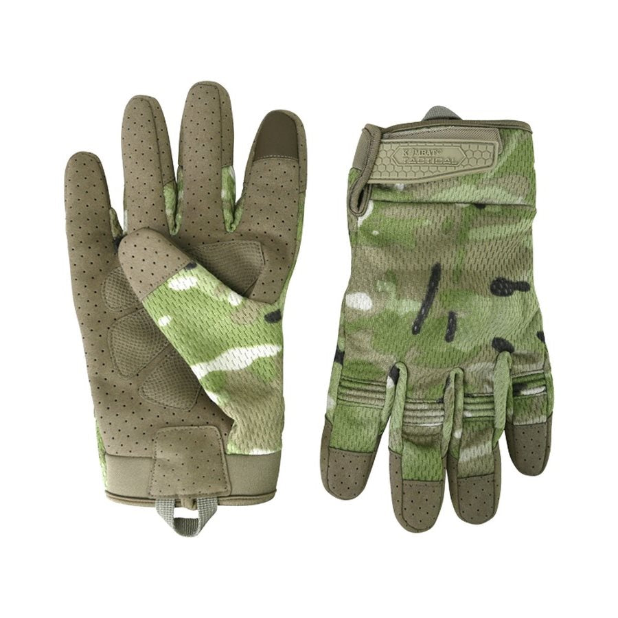 Guantes tácticos RECON verdes con protección de nudillos, neopreno y palma de ante