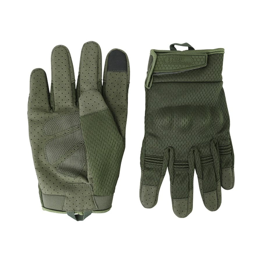 Guantes tácticos RECON verdes con protección de nudillos, neopreno y palma de ante