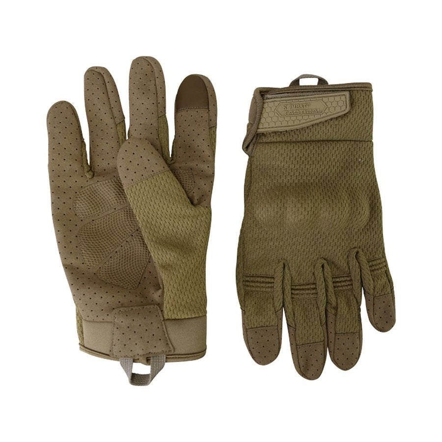 Guantes tácticos RECON coyote con protección de nudillos, neopreno y palma de ante