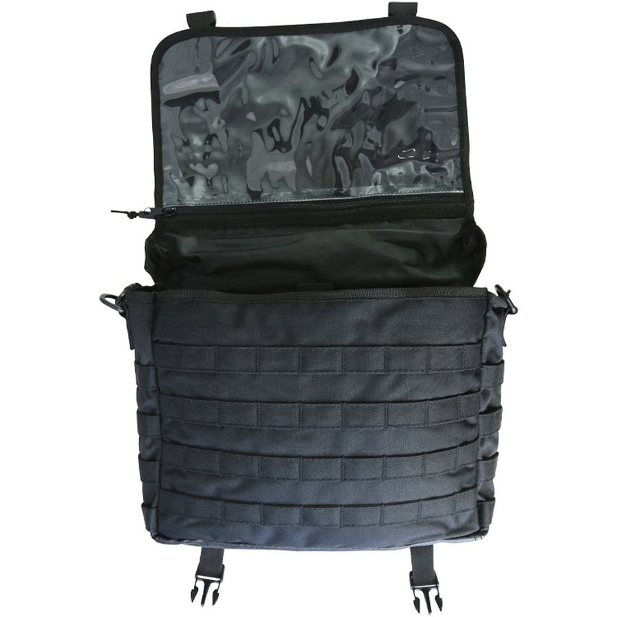 Bolsa messenger táctica 20 L negra con MOLLE/PALS y correa desmontable