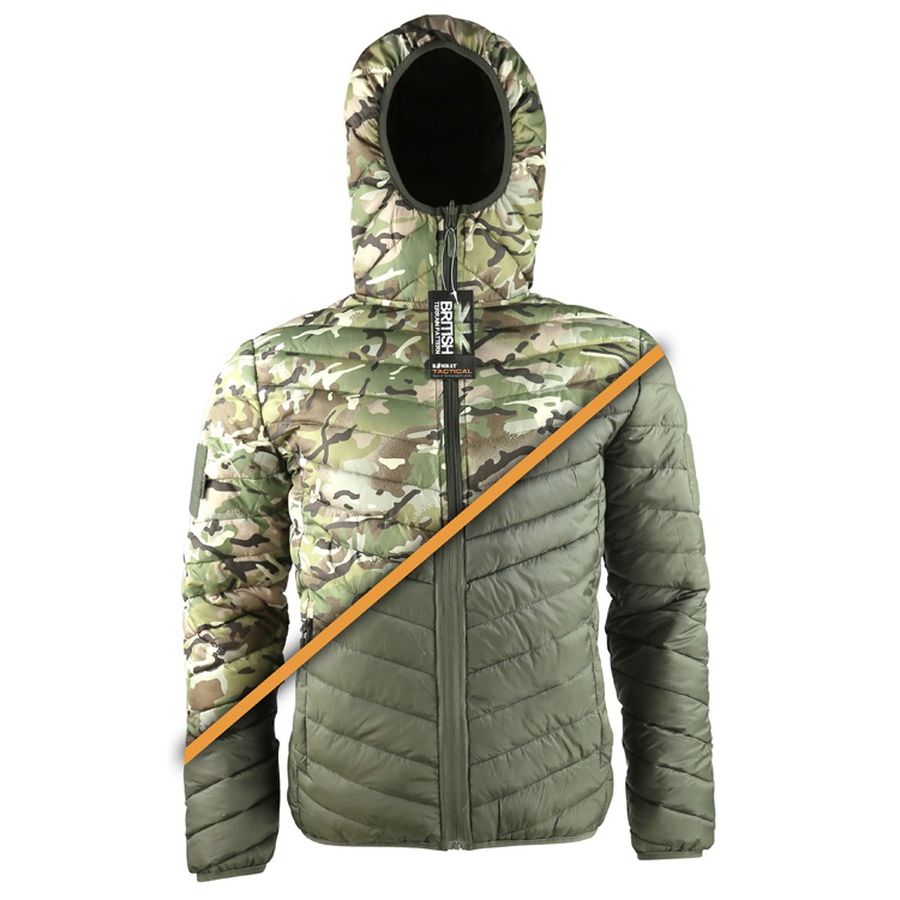 Chaqueta XENON reversible verde con capucha y bolsillos, 50% poliéster 50% poliamida