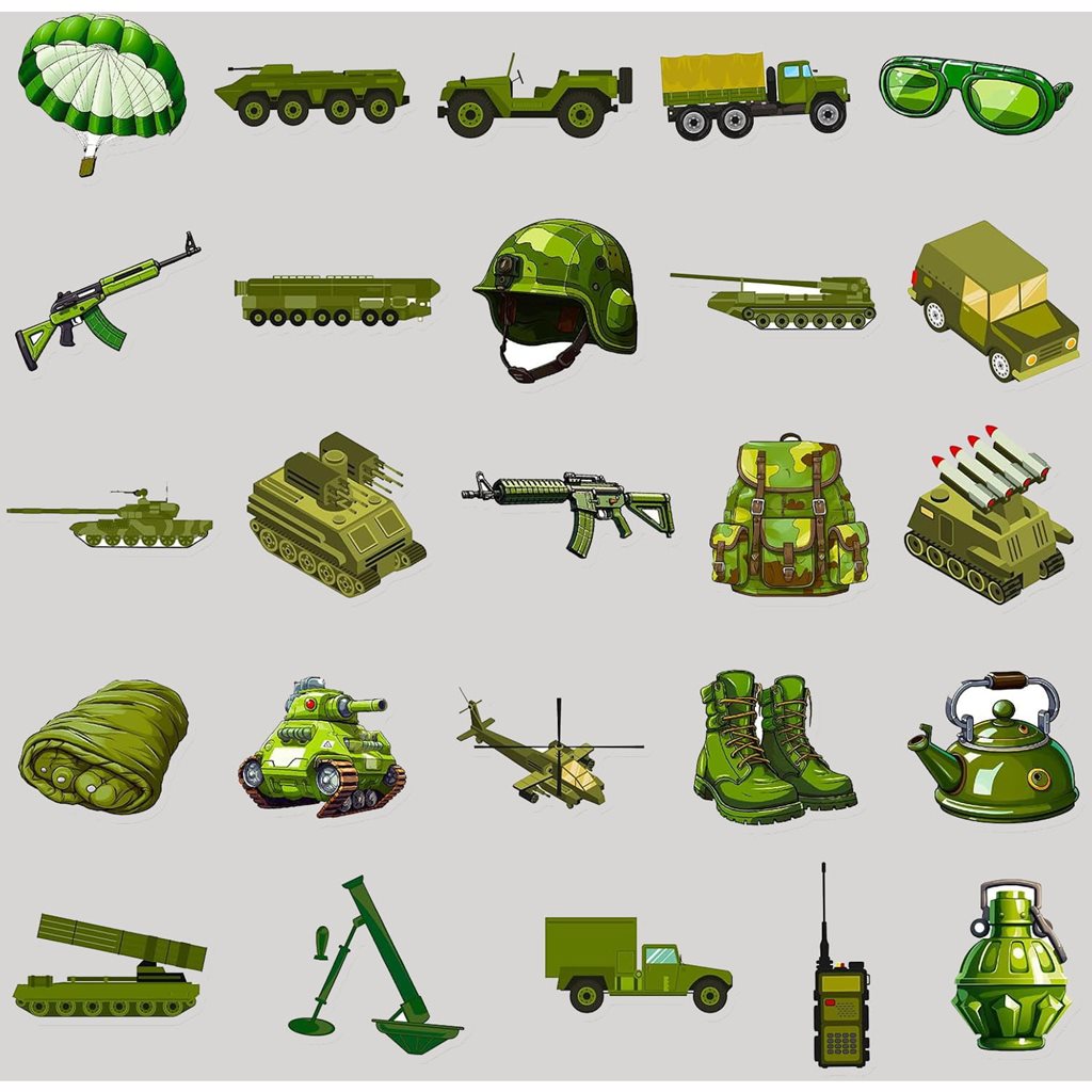 Pack de 50 pegatinas con temática militar ARMY