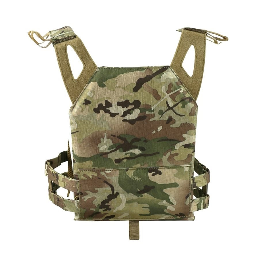 Chaleco táctico infantil Plate Carrier negro con MOLLE y bolsillos porta cargadores