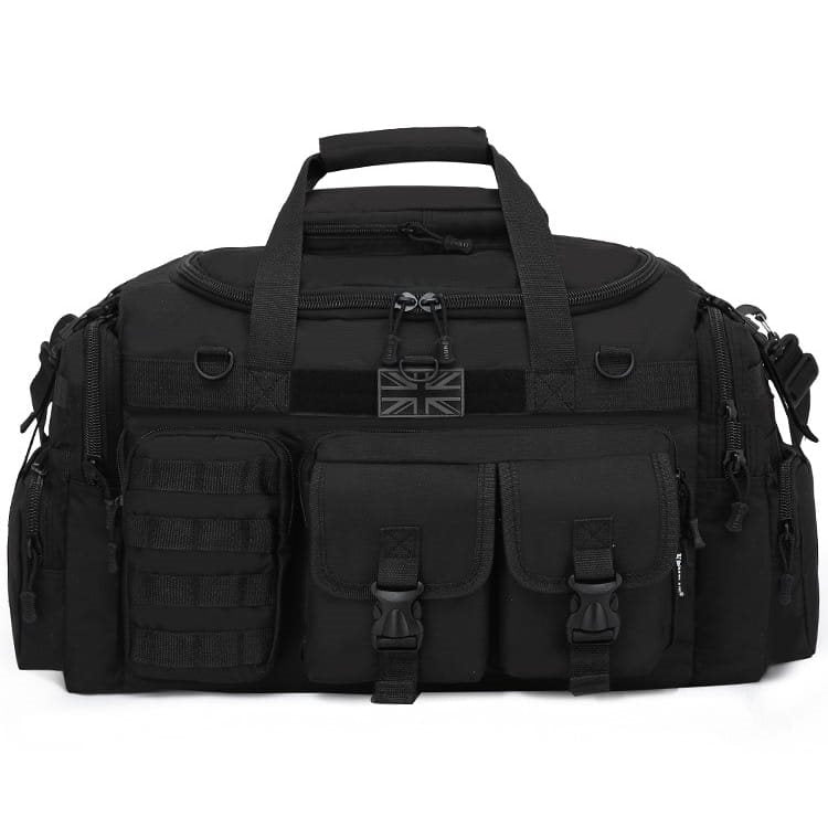 Bolsa de viaje SAXON HOLDALL 50 L negra con compartimentos exteriores para organizar