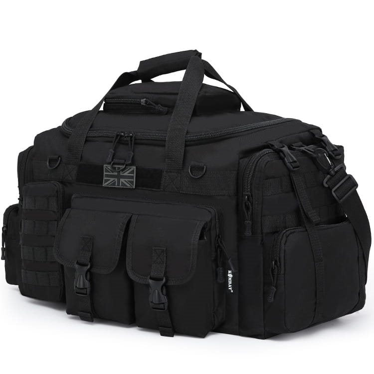 Bolsa de viaje SAXON HOLDALL 50 L negra con compartimentos exteriores para organizar