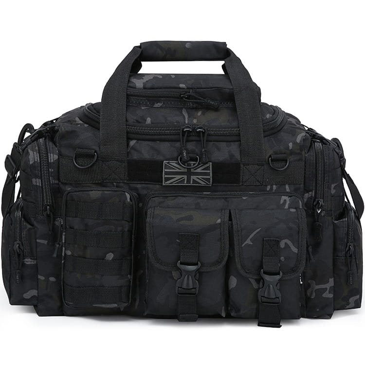 Bolsa de viaje SAXON HOLDALL 50 L negra con compartimentos exteriores para organizar