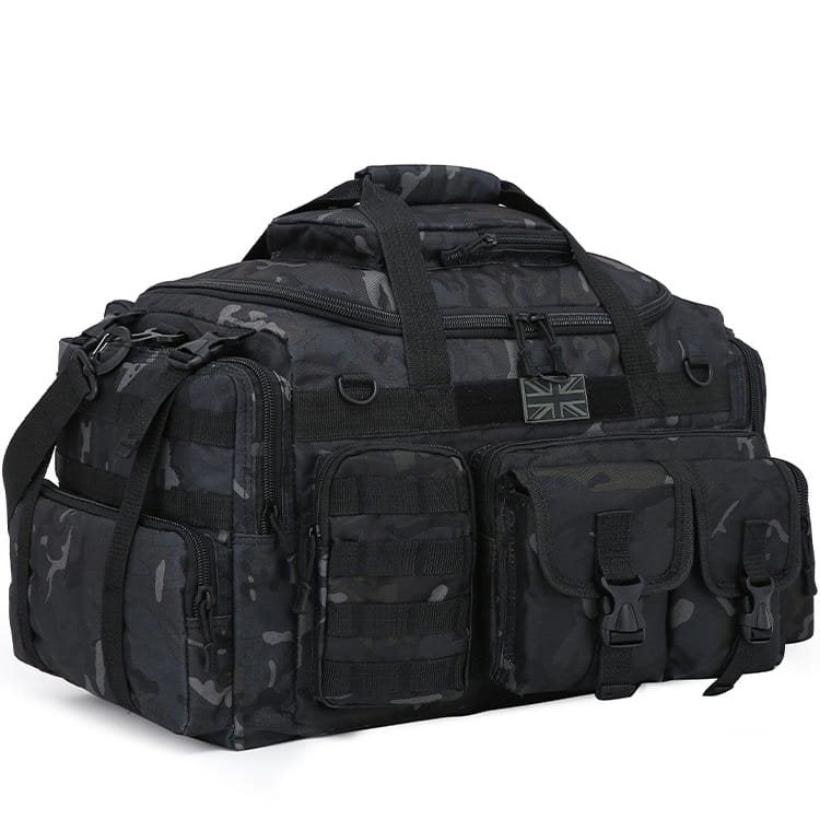 Bolsa de viaje SAXON HOLDALL 50 L negra con compartimentos exteriores para organizar
