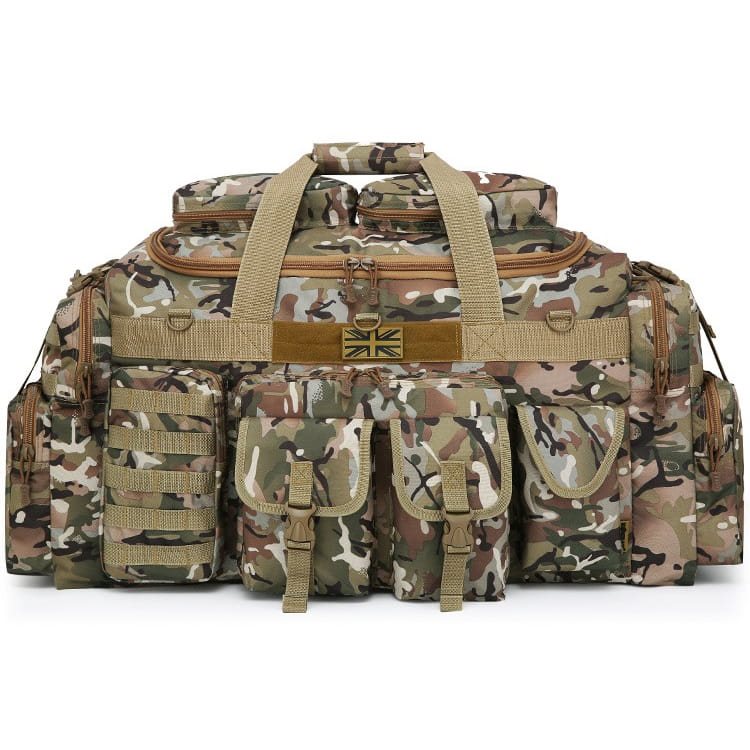 Bolsa SAXON HOLDALL negra 125 L con 11 bolsillos y correa ajustable