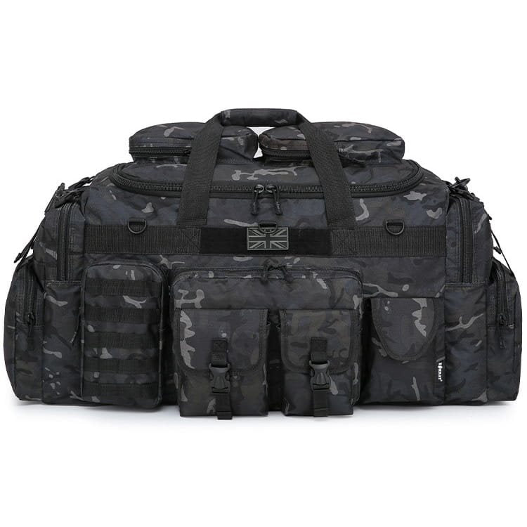 Bolsa SAXON HOLDALL negra 125 L con 11 bolsillos y correa ajustable