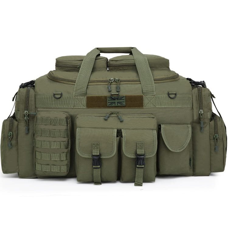 Bolsa SAXON HOLDALL negra 125 L con 11 bolsillos y correa ajustable