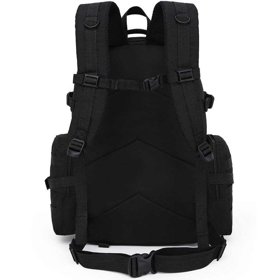 Mochila Expedition MOLLE 50 L negra, compatible MOLLE/PALS con 2 bolsillos laterales y 3 frontales