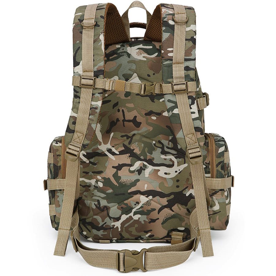 Mochila Expedition MOLLE 50 L negra, compatible MOLLE/PALS con 2 bolsillos laterales y 3 frontales