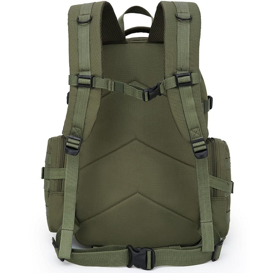 Mochila Expedition MOLLE 50 L negra, compatible MOLLE/PALS con 2 bolsillos laterales y 3 frontales