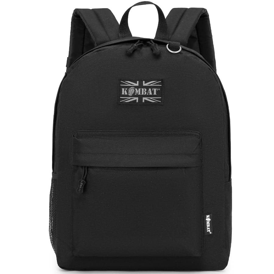 Mochila STREET PACK 18 L negra, ligera EDC con sistema acolchado, bolsillo lateral y frontal, asa de tela y anilla en D metálica