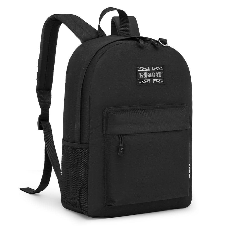 Mochila STREET PACK 18 L negra, ligera EDC con sistema acolchado, bolsillo lateral y frontal, asa de tela y anilla en D metálica