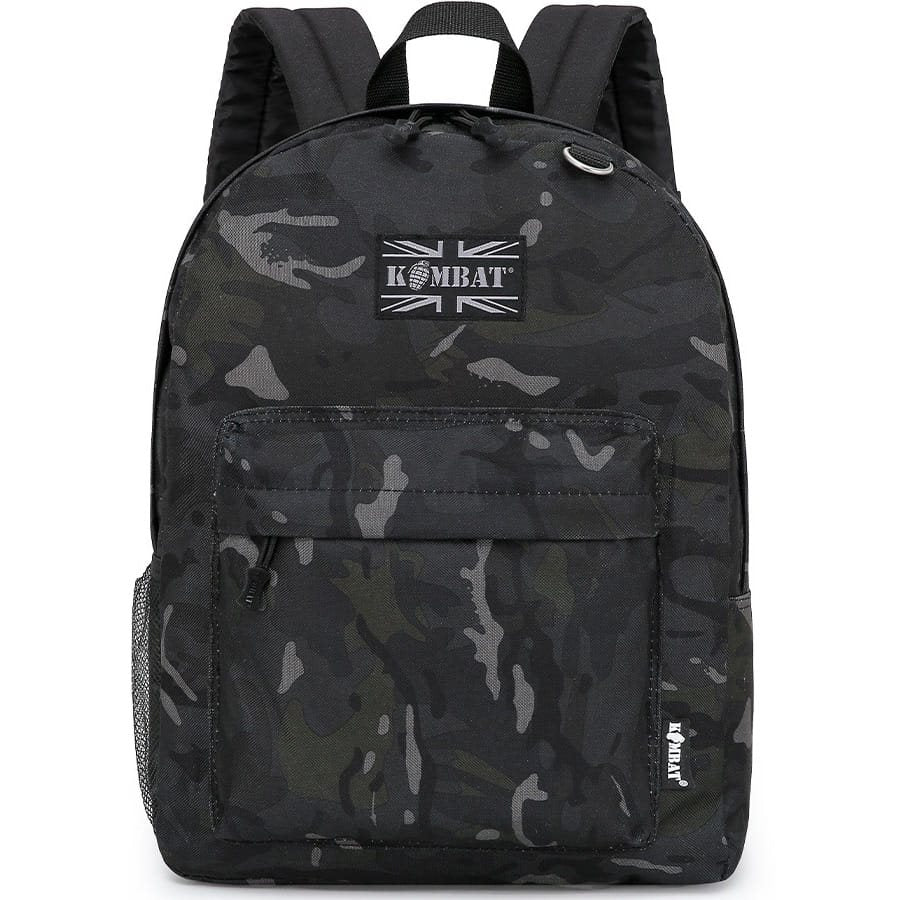 Mochila STREET PACK 18 L negra, ligera EDC con sistema acolchado, bolsillo lateral y frontal, asa de tela y anilla en D metálica