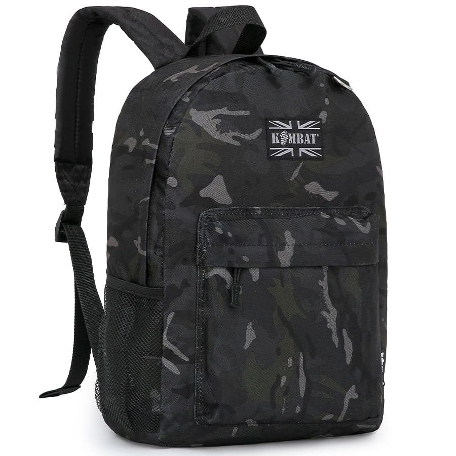 Mochila STREET PACK 18 L negra, ligera EDC con sistema acolchado, bolsillo lateral y frontal, asa de tela y anilla en D metálica