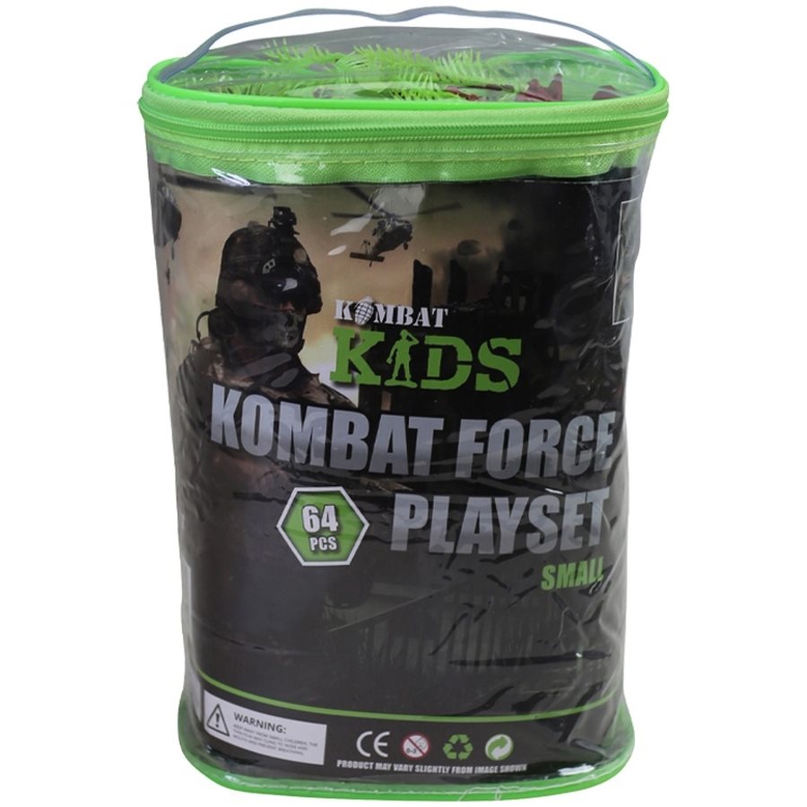 Juego de 64 figuras de plástico KOMBAT FORCE en bolsa de transporte con cremallera