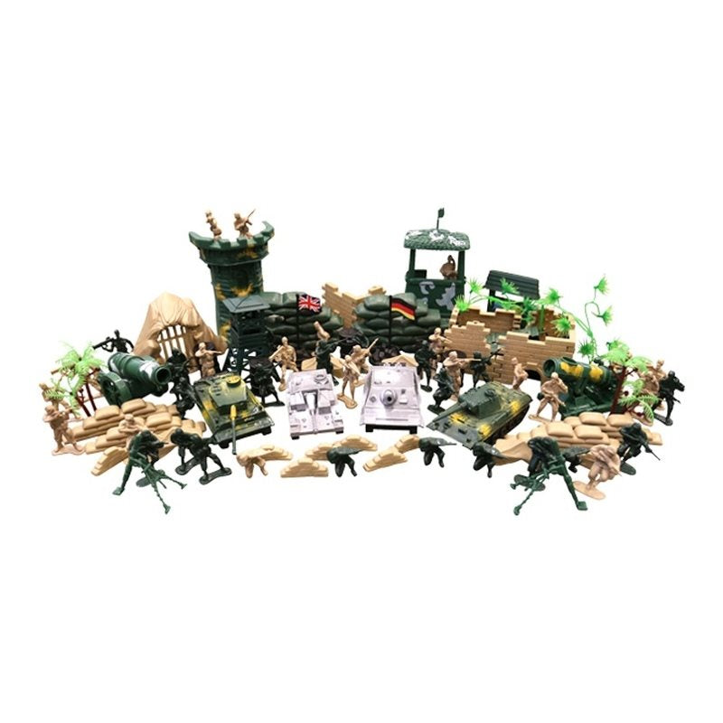 Set de 100 figuras militares de plástico en bolsa de transporte con cremallera