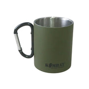 Taza CARABINER verde de doble pared, 330 ml, con mosquetón