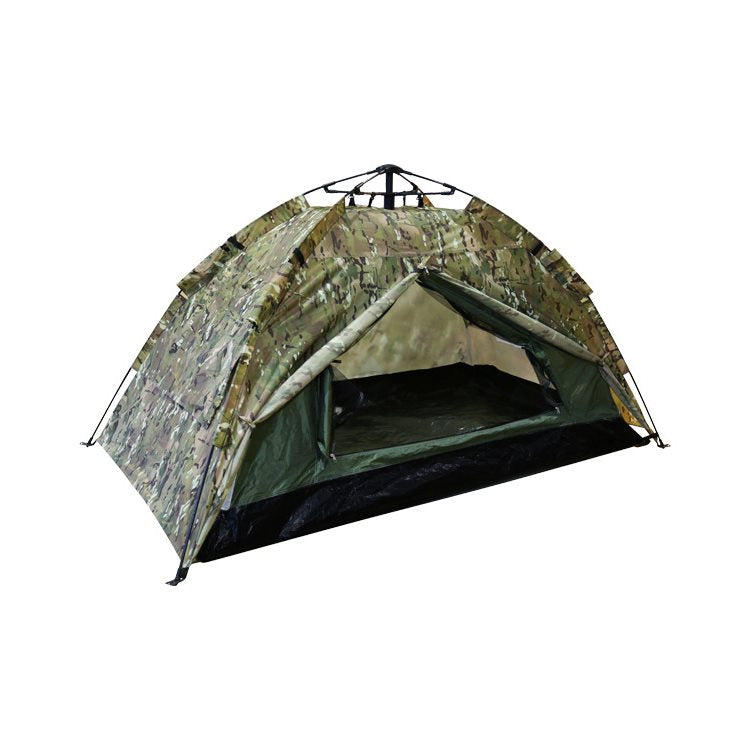 Tienda automática para dos personas KOMBAT KO-2543, vista exterior del doble toldo en poliester rip-stop