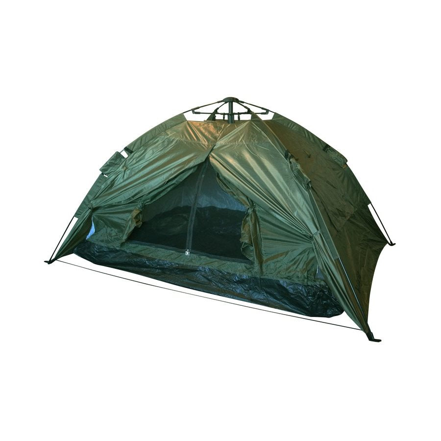 Tienda automática para dos personas KOMBAT KO-2543, vista exterior del doble toldo en poliester rip-stop