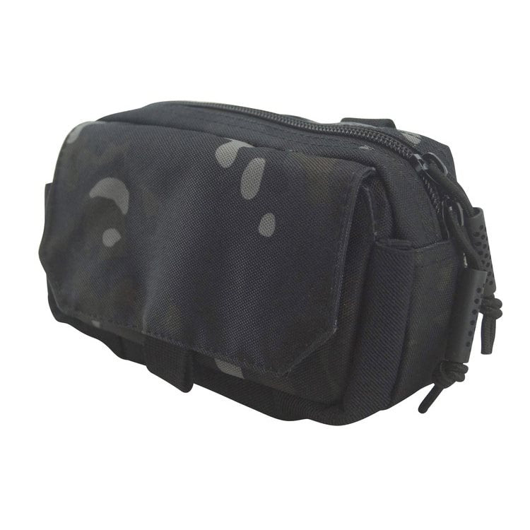 Funda utilitaria MOLLE para teléfono negra con forro de felpa
