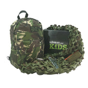 Set JUNIOR ARMY DEN KIT DPM con mochila 18 L, red de camuflaje, piquetas y pinturas faciales
