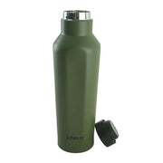 Botella hexagonal aislada MILITARY 500 ml verde con tapa negra