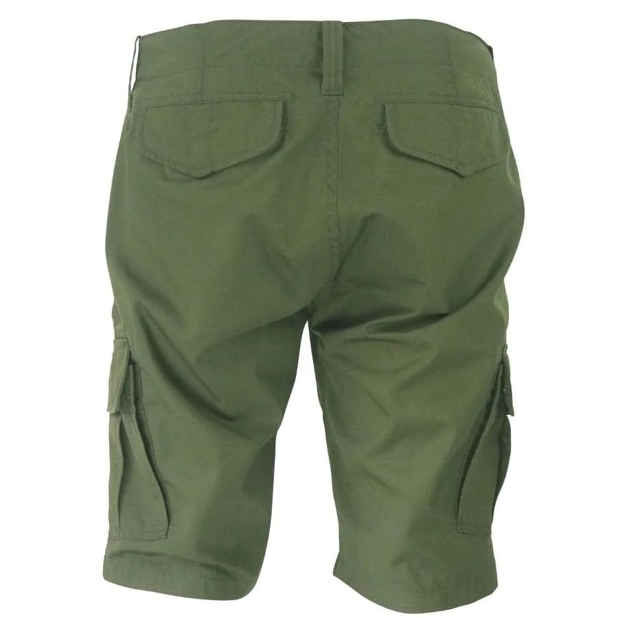 Shorts cargo RECON verdes en poli-algodón con acabado rip-stop