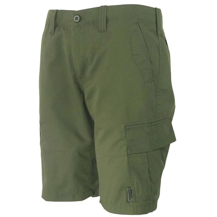Shorts cargo RECON verdes en poli-algodón con acabado rip-stop