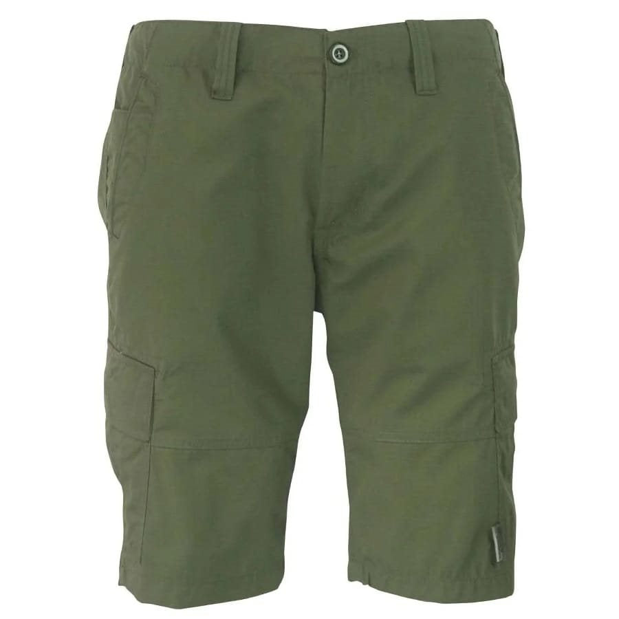Shorts cargo RECON verdes en poli-algodón con acabado rip-stop