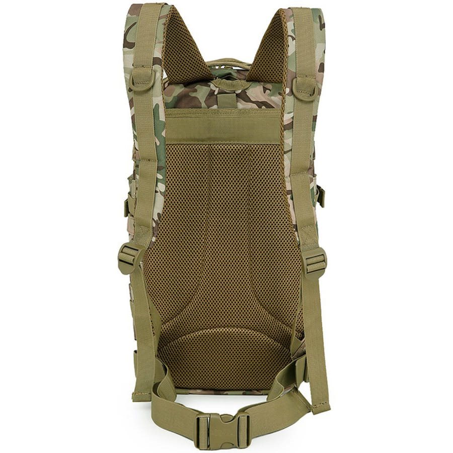 Mochila ASSAULT 28 L en 600D Tac-Poly con cremalleras bidireccionales, mosquetón y parche de velcro
