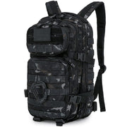 Mochila ASSAULT 28 L en 600D Tac-Poly con cremalleras bidireccionales, mosquetón y parche de velcro