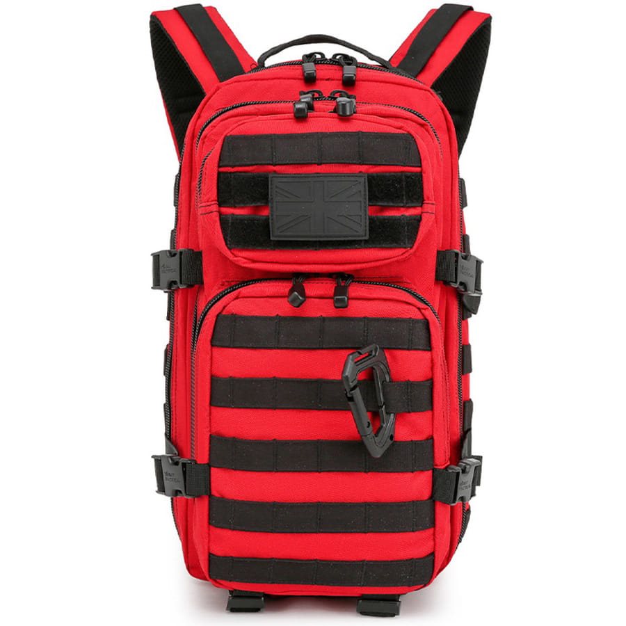 Mochila ASSAULT 28 L en 600D Tac-Poly con cremalleras bidireccionales, mosquetón y parche de velcro