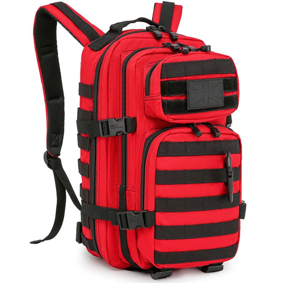 Mochila ASSAULT 28 L en 600D Tac-Poly con cremalleras bidireccionales, mosquetón y parche de velcro