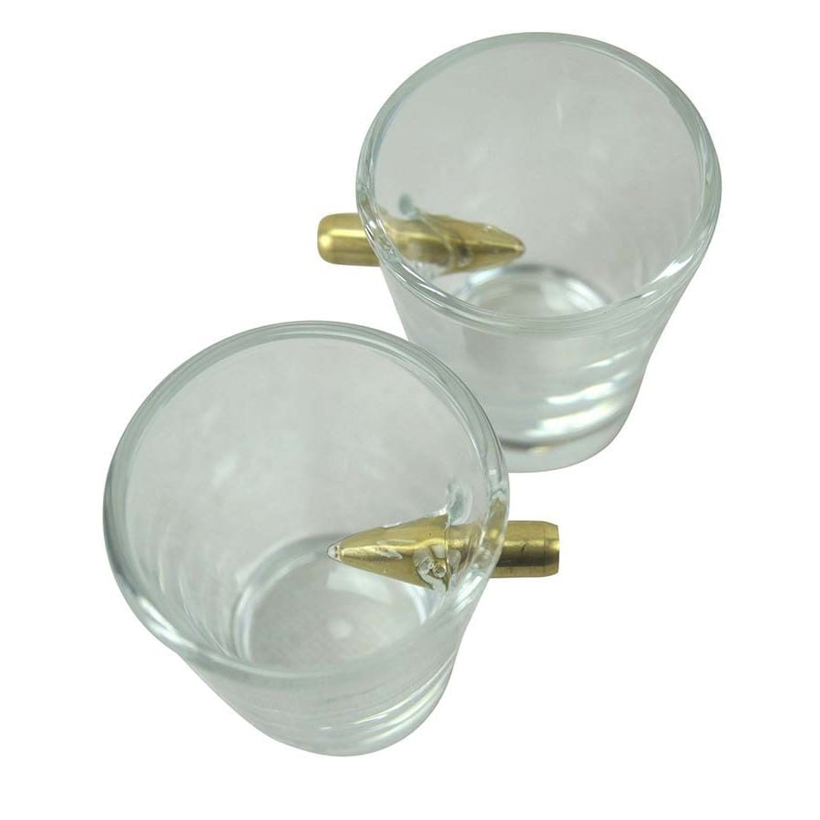 Vasos chupito BULLET SHOT, set de 2 con bala incrustada (6 x 5 cm)