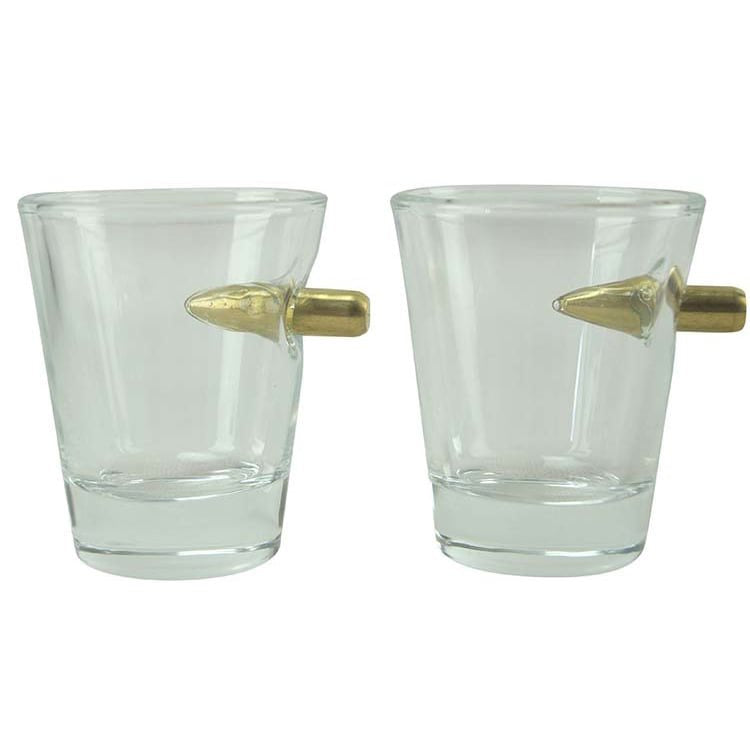 Vasos chupito BULLET SHOT, set de 2 con bala incrustada (6 x 5 cm)