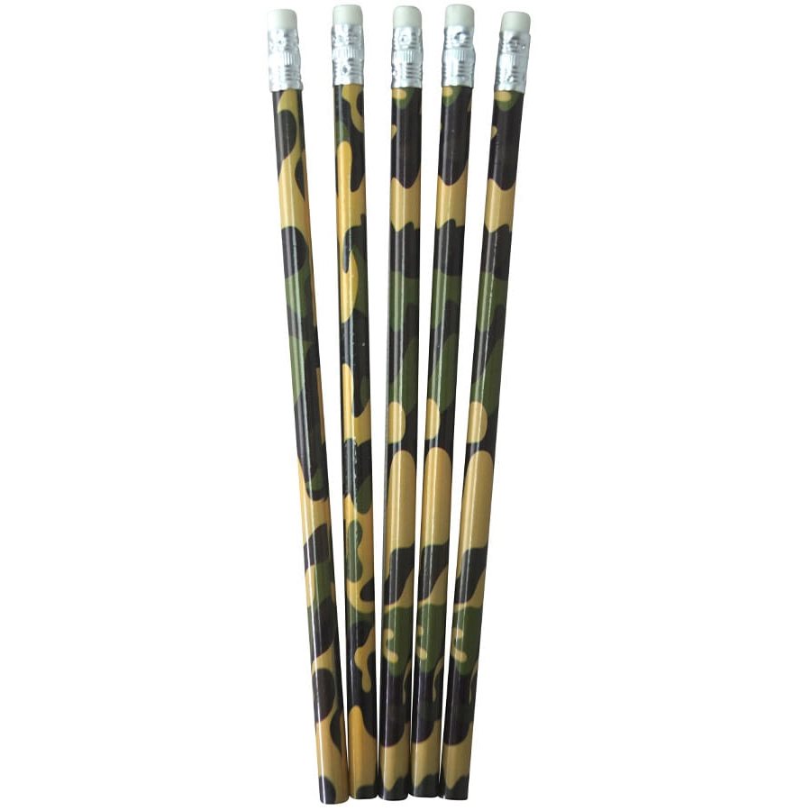 Pack de 5 lápices camuflados de 19 cm