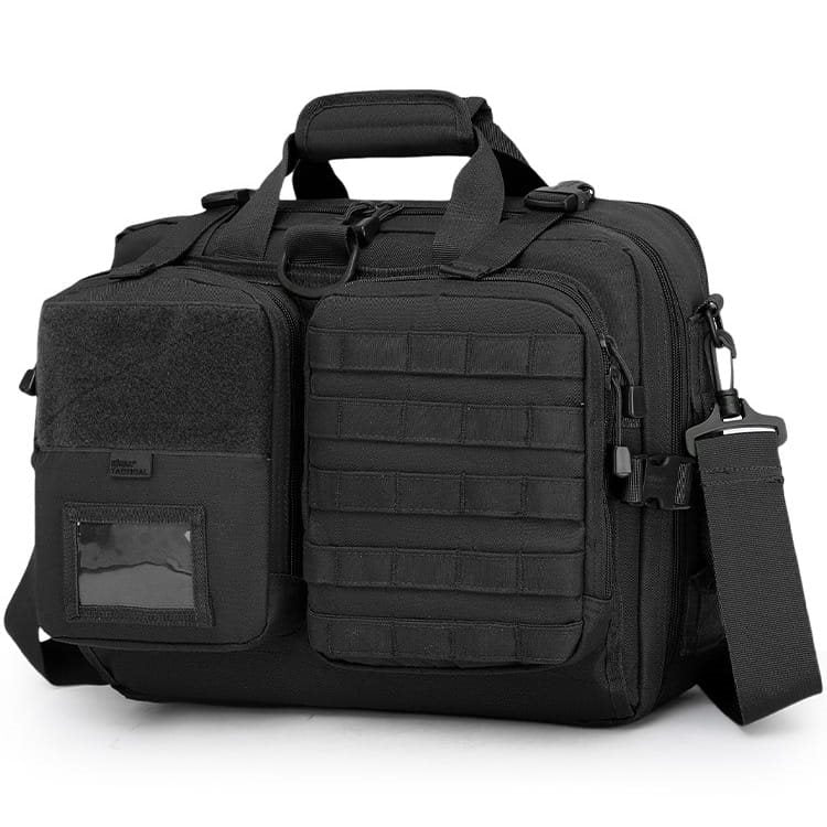 Bolsa táctica bandolera NAV negra con múltiples compartimentos, 45x35x20 cm