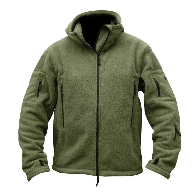 Sudadera FLEECE RECON verde con capucha y bolsillos, 100% poliéster