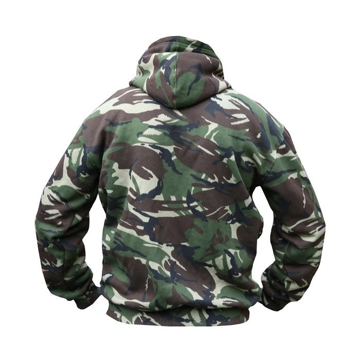 Sudadera ARY en camuflaje DPM con capucha ajustable, cremallera central y forro polar