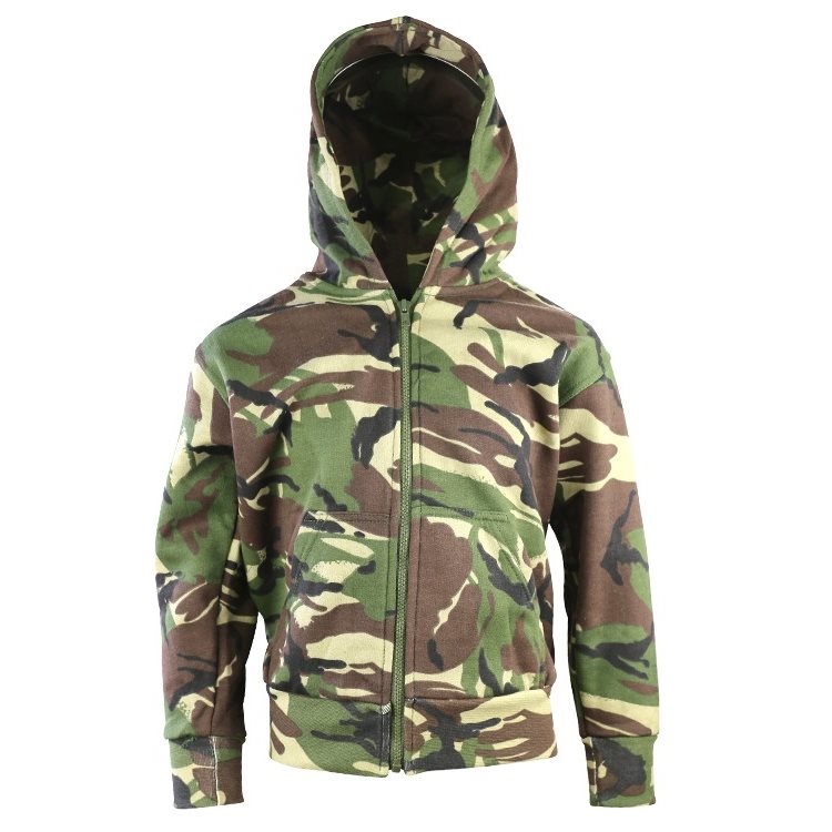 Sudadera infantil camuflaje DPM con capucha y cremallera