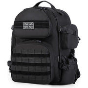 Mochila VENTURE 45 L negra compatible MOLLE/PALS, base 35 L ampliable +10 L, poliester resistente